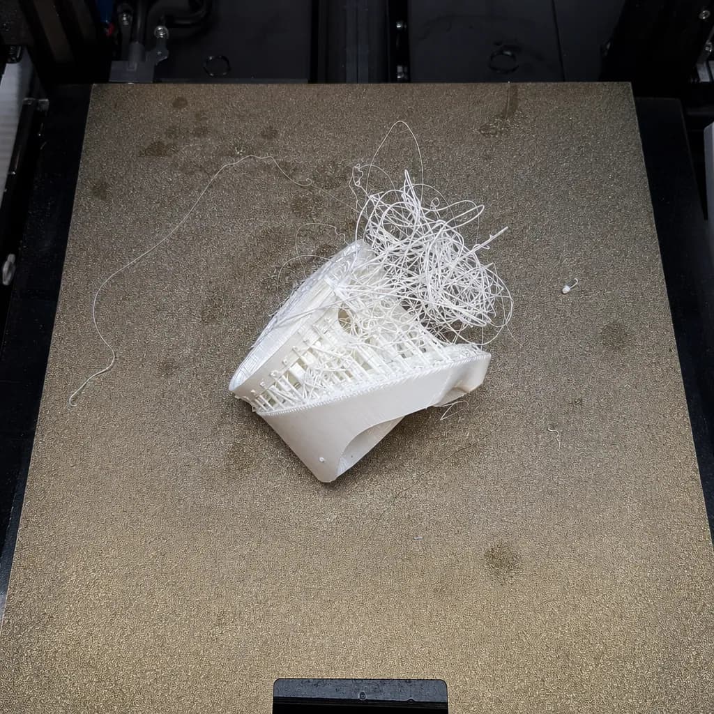 ビルドプレートから剥がれて失敗した3Dプリント